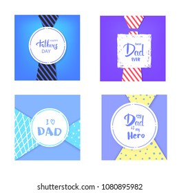 Set of Happy Father's Day cards. Handwritten lettering. Fathers day banners . Vector Illustration.