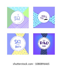 Set of Happy Father's Day cards. Handwritten lettering. Fathers day banners . Vector Illustration.