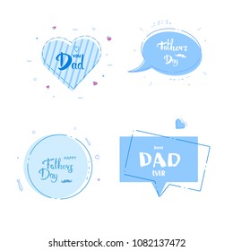 Set of Happy Father's Day cards isolated on white background. Handwritten lettering. Fathers day banners. Vector Illustration.