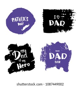 Set of Happy Father's Day cards. Handwritten lettering. Fathers day banners . Vector Illustration.