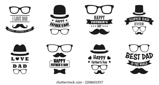 Set of Happy Father's Day design on white background