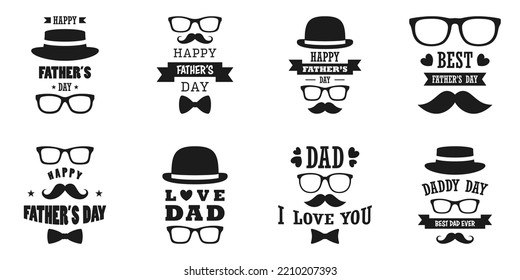 Set of Happy Father's Day design on white background