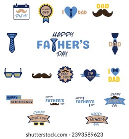 Set of happy fathers day design elements, collection of happy father's day elements	
