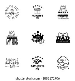 Set of Happy Fathers day elements 9 Black. Vector illustration  Editable Vector Design Elements