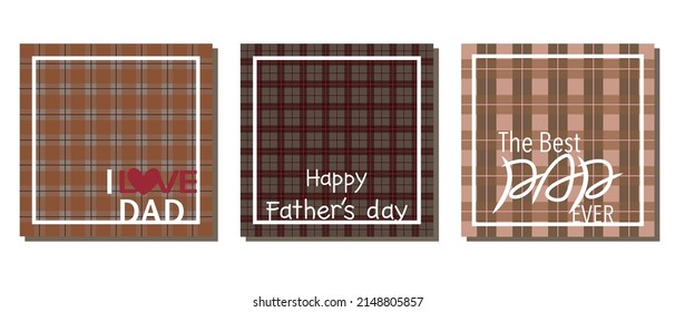 Set of Happy Father's day frame. Decorative Father's day square template collection. Vector illustration.