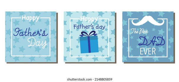 Set of Happy Father's day frame. Decorative Father's day square template collection. Vector illustration.