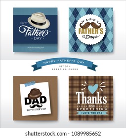 Set of Happy Fathers Day greeting card design