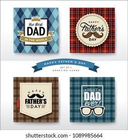 Set Of Happy Fathers Day Greeting Card Design