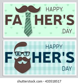 Set of Happy Father's Day greeting cards. Happy Fathers Day posters. Vector illustration.