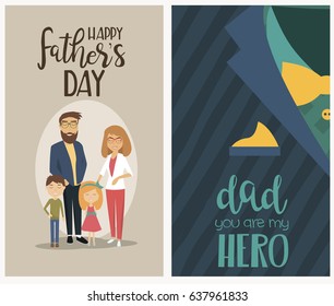 Set of Happy Father's day greeting cards. Vector illustration