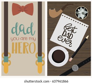Set of Happy Father's day greeting cards. Vector illustration
