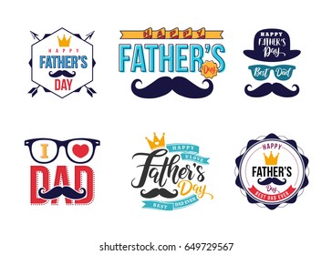 Set of Happy fathers day vintage labels for Brochures,Poster or Banner in vintage style.vector illustration 