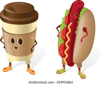 Set of Happy Funny Food
