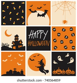 Set of Happy Halloween background. Vector illustration.
