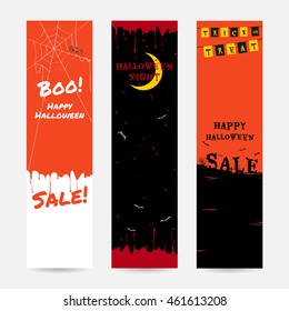 Set of happy Halloween banner background in vertical for sale event 