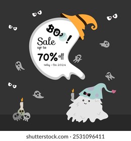 set of happy halloween banner with element item on background