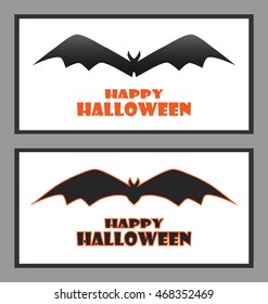 Set of Happy Halloween card. Business card with abstract bat. Modern background.