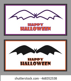 Set of Happy Halloween card. Business card with abstract bat. Modern background.