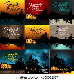 Set of Happy Halloween design background