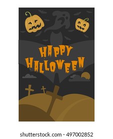 Set of happy halloween greeting card