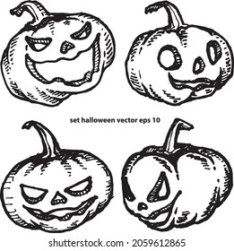 Set happy halloween icon vector illustrator design isolated on white background. Used in web and mobile applications. EPS 10