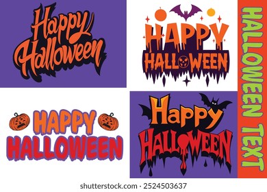 Set Of Happy Halloween lettering design. Happy Halloween vector text banner illustration. Halloween Typography set Design.
