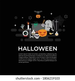 Set to Happy Halloween party for Website, greeting card