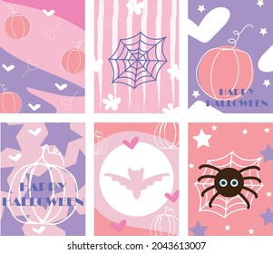 Set of Happy Halloween posters in abstract design.Happy Halloween greeting cards vector illustration