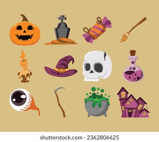 Set Of Happy Halloween Vector
