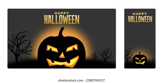 Set of Happy Halloween wallpaper horror for 31st October event. Haunted Pumpkin, tree branches. Best for PC , Mobile.