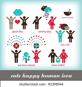 set of happy human icon