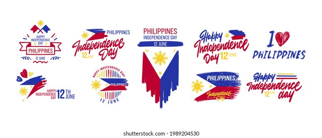 Set of Happy independence day of Philippines. Philippines country. Elegant vector background