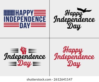 A Set of Happy Independence Day typography T-Shirt Design.
