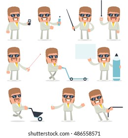 Set of Happy and Intelligent Character Impudent Reseller making presentation for using pointer using in design, etc.