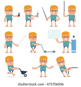 Set of Happy and Intelligent Character Teenager making presentation for using pointer using in design, etc.