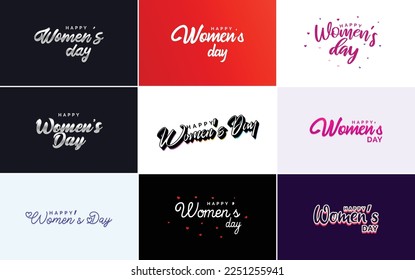 Set of Happy International Woman's Day signs. emblems. and design elements vector collection of signs. labels. and badges