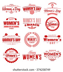 Set of Happy International Woman's Day signs, emblems - Vector design elements, signs, labels, badges collection