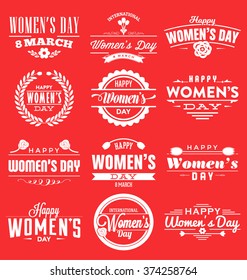 Set of Happy International Woman's Day signs, emblems - Vector design elements, signs, labels, badges collection