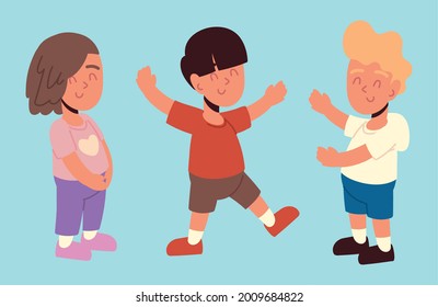 set of happy kids characters