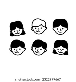 Set Of Happy Kids Children Logo Design Vector