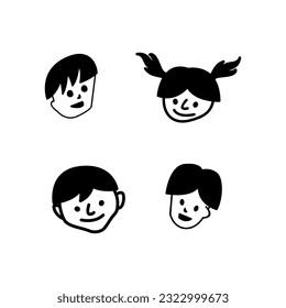 Set Of Happy Kids Children Logo Design Vector