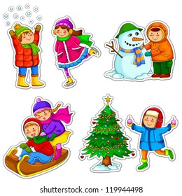 set of happy kids enjoying winter (JPEG available in my gallery)