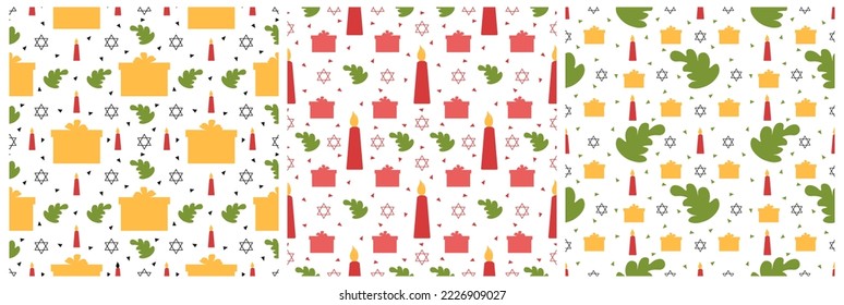 Set of Happy Kwanzaa Holiday African Seamless Pattern Design with Festival Style Element on Template Hand Drawn Cartoon Flat Illustration