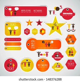 set of happy label, sticker, scrapbook design