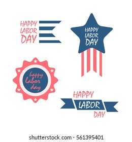 set of happy labor day icons