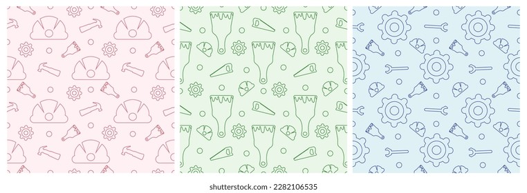 Set of Happy Labor Day Seamless Pattern Design Illustration with Different Professions in Template Hand Drawn