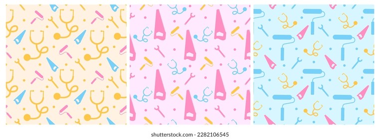 Set von Happy Labour Day nahtlose Musterdesign-Illustration mit verschiedenen Berufen in Vorlagenhandgezeichnet