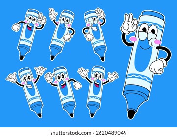 Set of Happy Marker Cartoon in Various Pose
