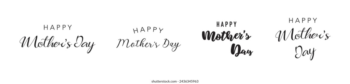 Set of Happy Mother's Day lettering. Fonts. Vector illustration isolated on white background