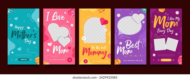 Set of Happy Mother's Day social media post feed or story